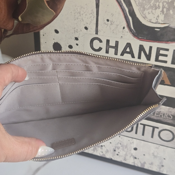 Furla Silver Rose Gold Glitter Wristlet Clutch Bag With Tags And Dustbag - Picture 9 of 12